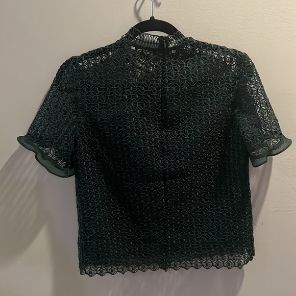 Zara green lace frill top - M - Picture 4 of 7